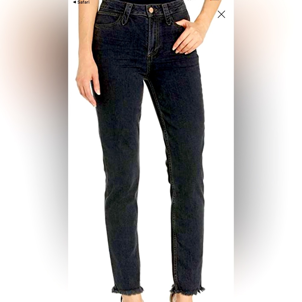 PAIGE Hoxton Slim Jean in Black Frayed Hem Size 27